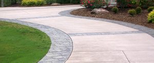 Cleaned concrete driveway