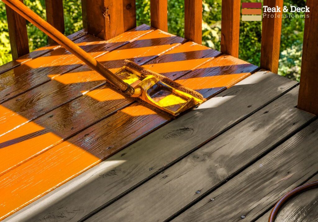 Applying finish on deck